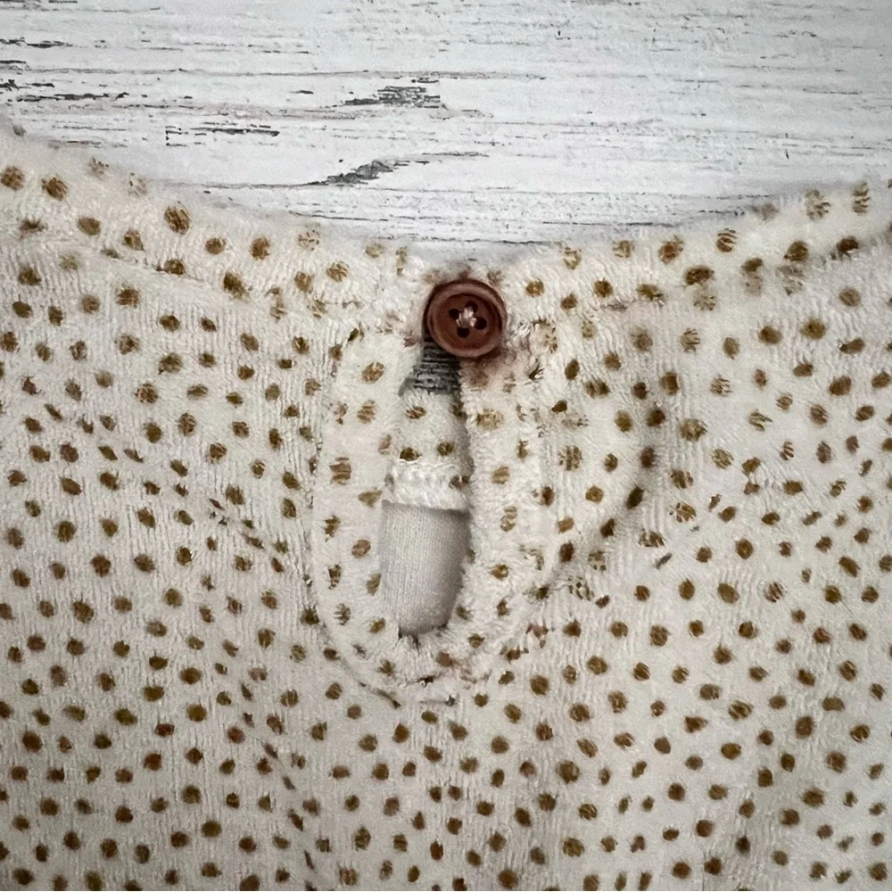 🦄 3/$36 Quincy Mae Terry Dress Girls 12-18M Cream Polka Dot Organic Cotton